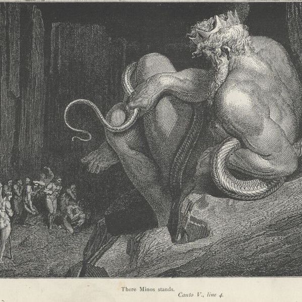 Minos in an illustration of the Divine Comedy by Gustave Dorè