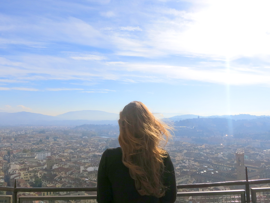 Tiana kai Madera looking over Florence from the Duomo