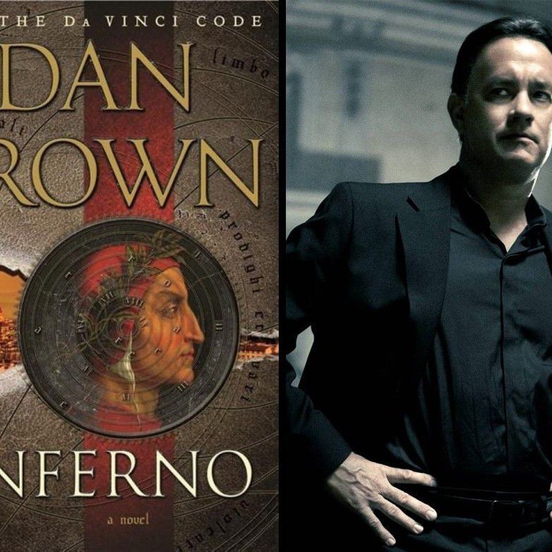 The cover of Inferno and the actor Tom Hanks